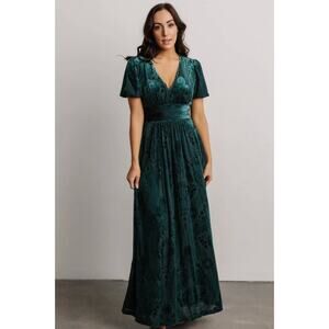 Baltic Born Leslie Velvet Burnout Maxi Dress Emerald Formal Size 2XL